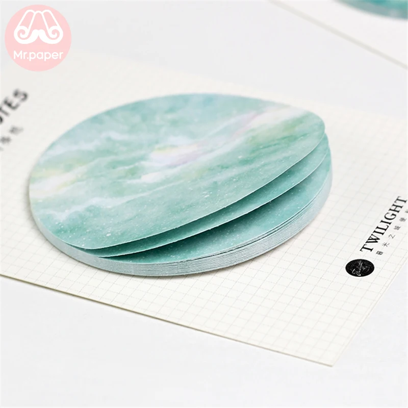 Mr Paper 30pcs/lot 8 Designs Dreamy Sky Circle Round Memo Pads Sticky Notes Notepad Diary Creative Self-Stick | Канцтовары для