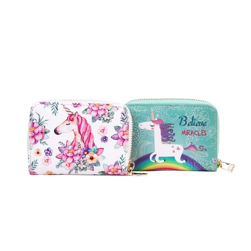 Женские кошельки с изображением единорогов ананасов зебры орангутанга фламинго