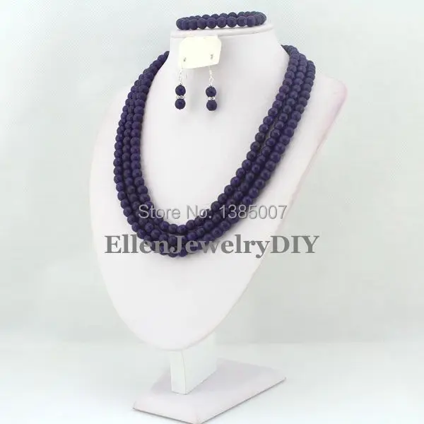 Темно-фиолетовый Африканский комплект ювелирных изделий нигерийские
