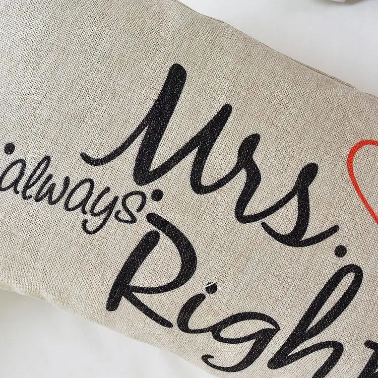 Свадебные парные Симпатичные хлопковые подушки Mr & Mrs домашний декор диванные
