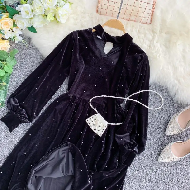 2019 Новая модная женская одежда для взрослых элегантное бронзовое бархатное