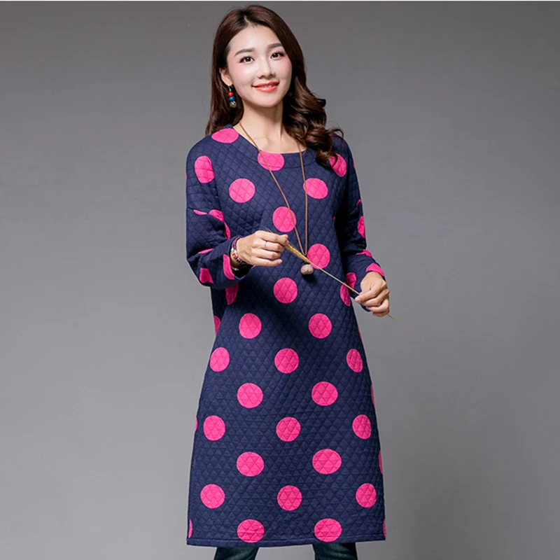 Дамы Новые Модные Платья Красочные Dot Сладкий Стиль Vestidos Повседневная С Длинным