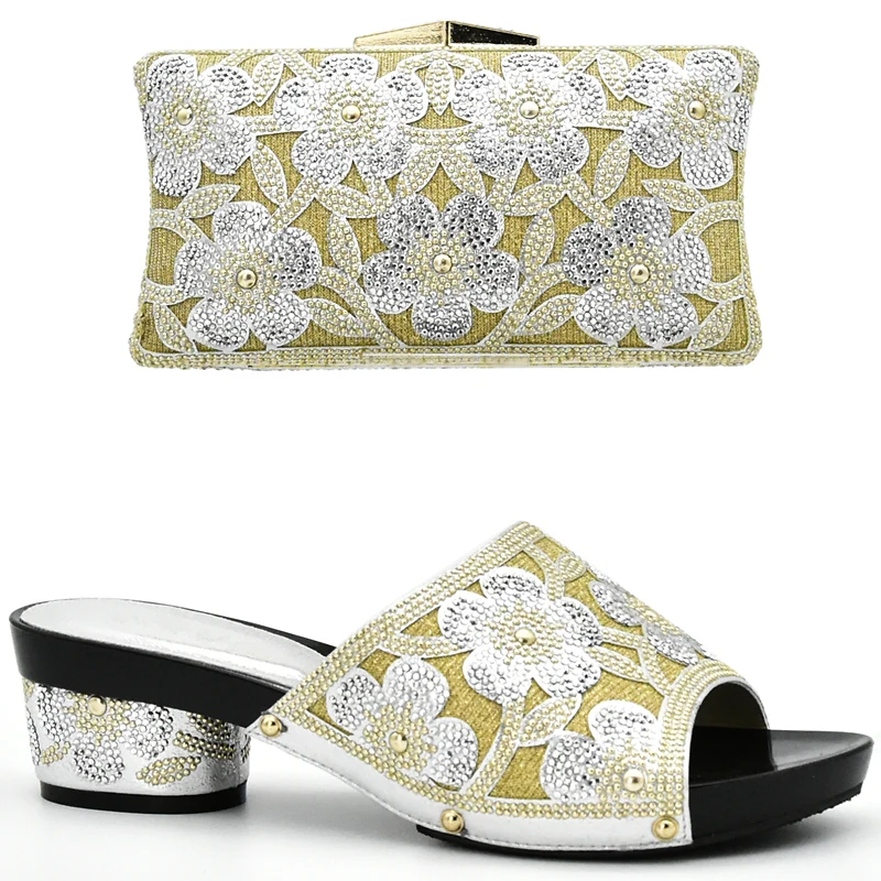 

New Arrival Sliver Color African Matching Shoes and Bags Italian In Women Italian Shoes and Bags To Match Shoes with Bag Sets