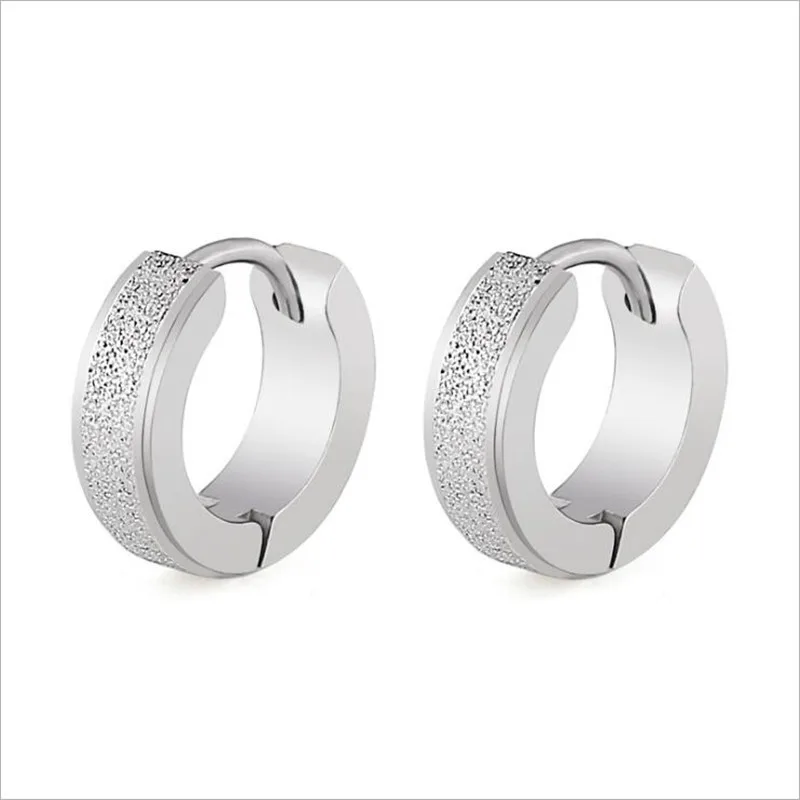 Мужские круглые серьги кольца HE053 с вакуумным покрытием не выцветают