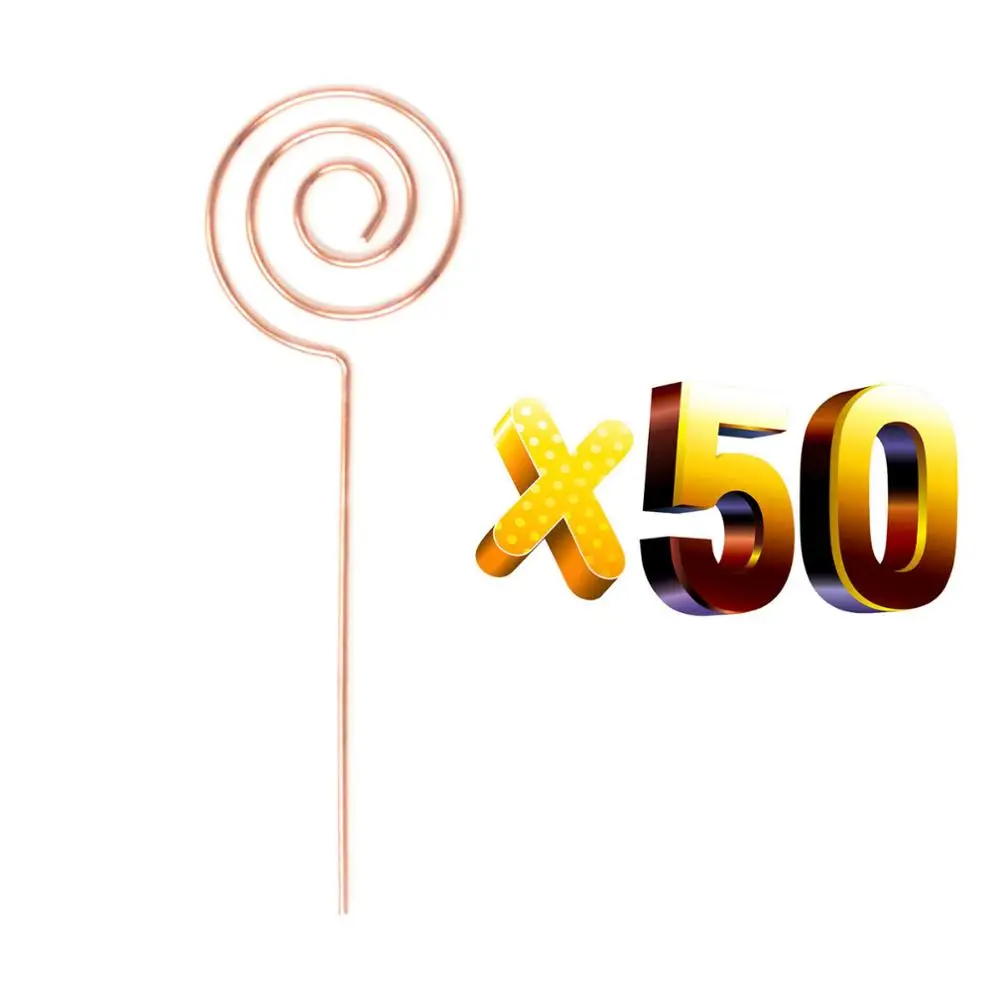 Лот 50 шт. DIY ремесло 4 дюйма провода фото зажимы, глина и торт аксессуары, памятки Держатели/место зажим для карт, Черный& Золотой& блестящий хром, 10,2 см - Цвет: 50pcs R.Gold loop