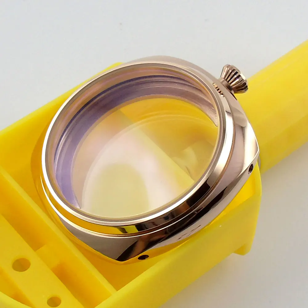 Новинка корпус из полированной нержавеющей стали цвета розового золота 45 мм