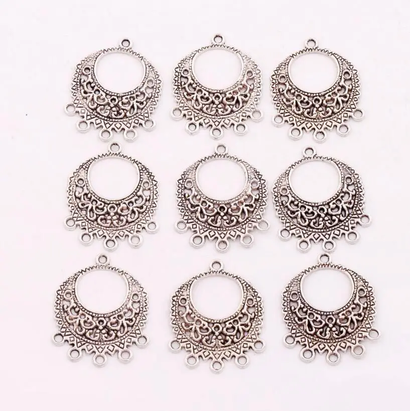 

Open Oval Filigree Flower 5-Strand Spacer End Connecor Fit Tassel Earrings Jewelry DIY L1252 12pcs 27x33 mm Zinc Alloy