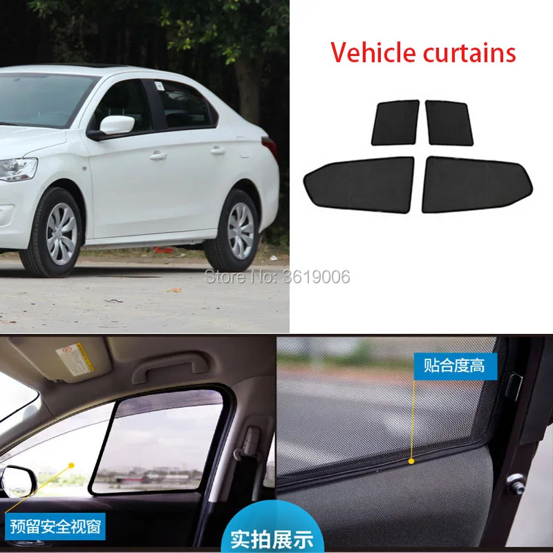 

4pcs High-end custom For Citroen Elysee 14-19 card type magnetic car curtain sun shade car window shade car styling