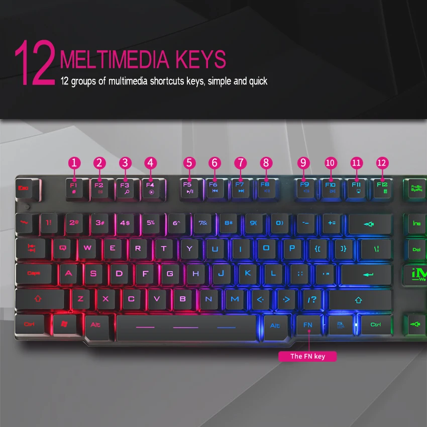 IMice игровая клавиатура светодио дный со светодиодной подсветкой клавиатуры