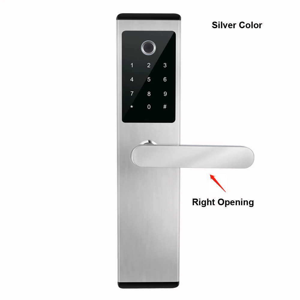 Silver-Right opeing Умный биометрический дверной замок из нержавеющей стали с Bluetooth Wifi App для дома - Цвет: Silver-Right opeing