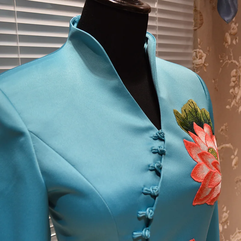 Новый дизайнерский китайский Блейзер ручной работы с вышивкой костюм юбкой