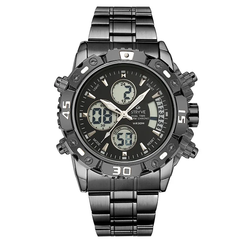 STRYVE Montre Homme новые мужские часы спортивные водонепроницаемые цифровые кварцевые аналоговые с датой часы Неделя светодиодный Heren Horloge - Цвет: E