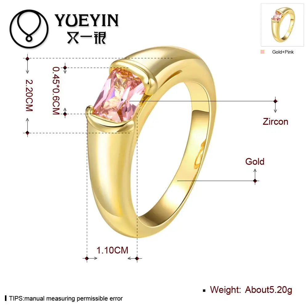 R184-B-8 Factory Price New Fashion Style Jewelry Nickle Free Antiallergic 18K Gold Plated zircon Ring | Украшения и аксессуары