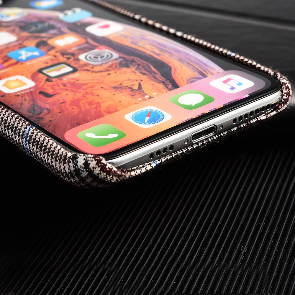Тканевый чехол с текстурой мягкий зимний для iphone 6 6S 7 8 Plus X Xs Max задняя крышка