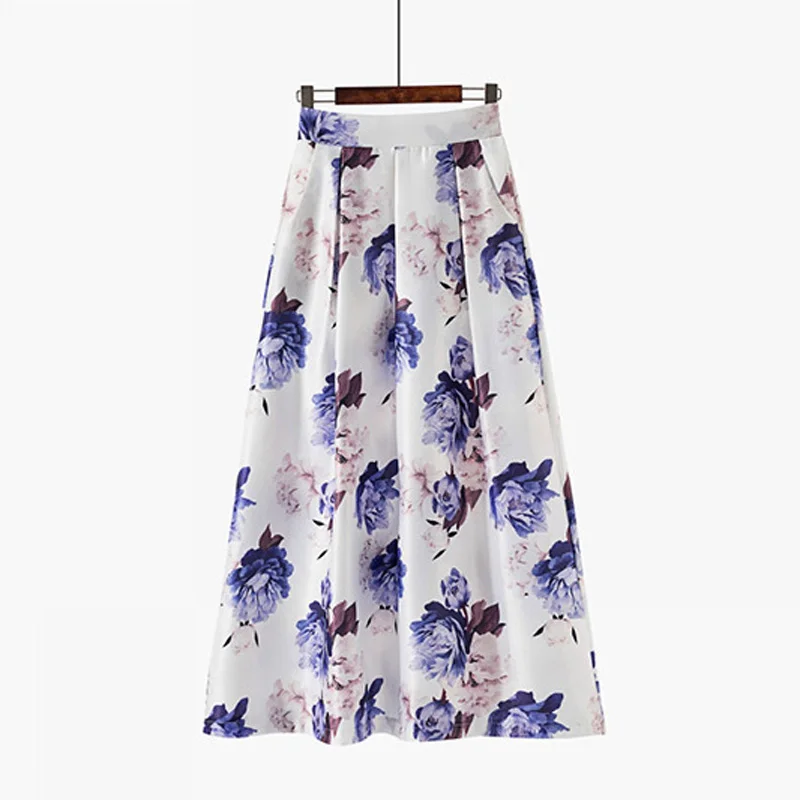 Летние длинные юбки для женщин женские макси 2021 Мода Цветочный принт с высокой