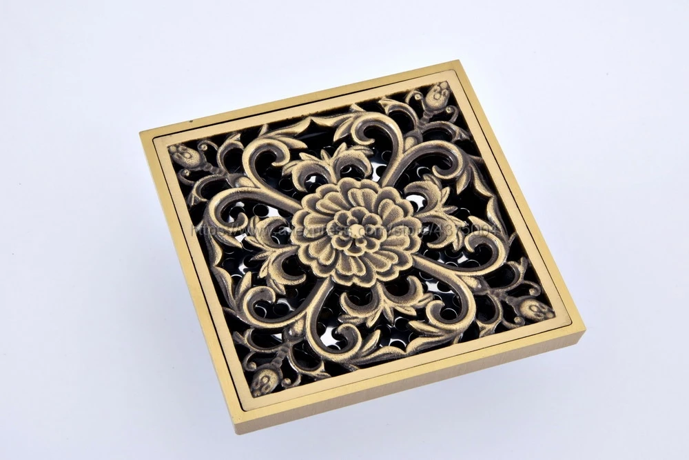 

Дренажный слив в полу для душа, античный латунный Слив для ванной, кухни, дуршлаг, дренаж для пола, аксессуары для ванной комнаты Nhr065