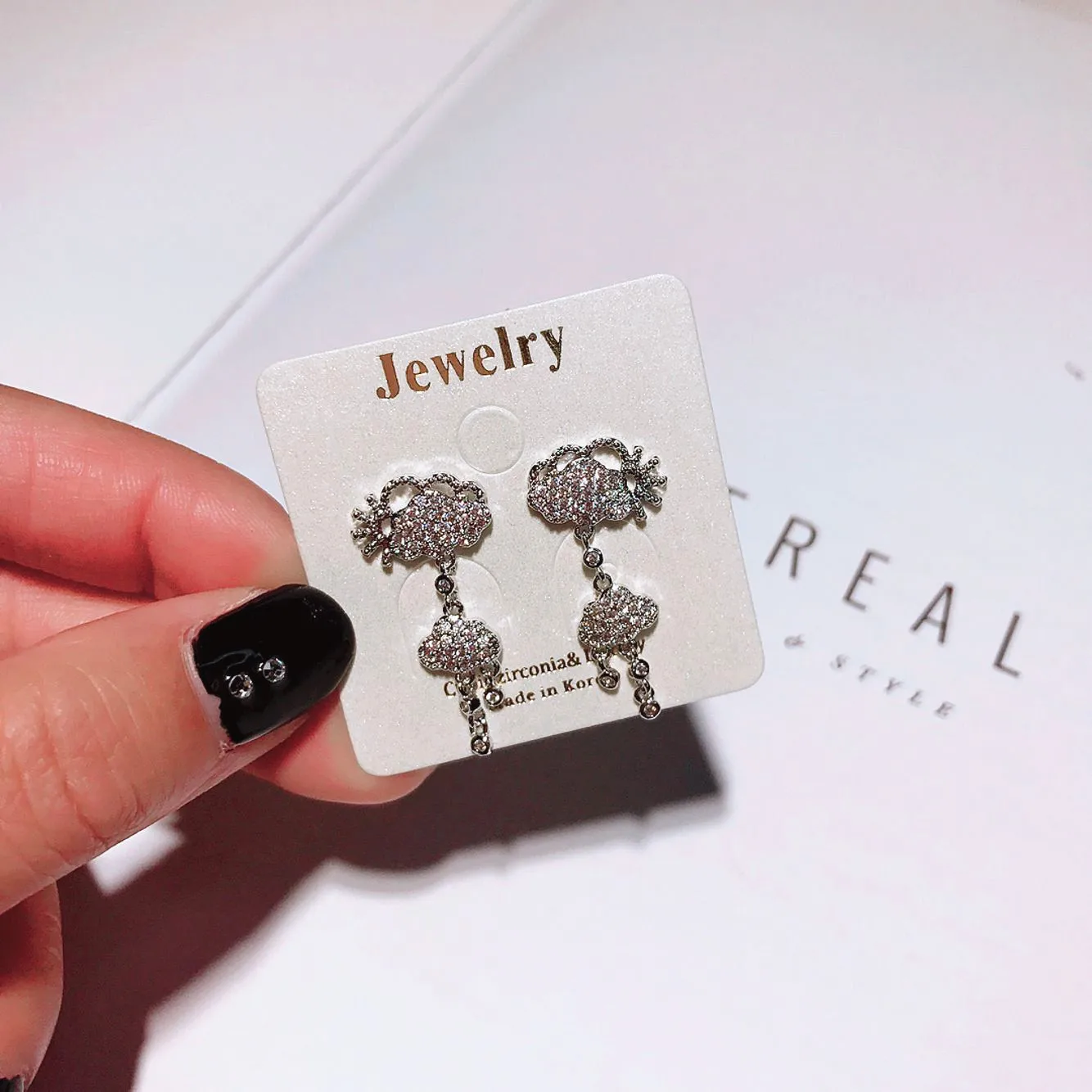 Облако погода cz серьги серебро 925 Сообщение гипоаллергенный неувядающий моды для