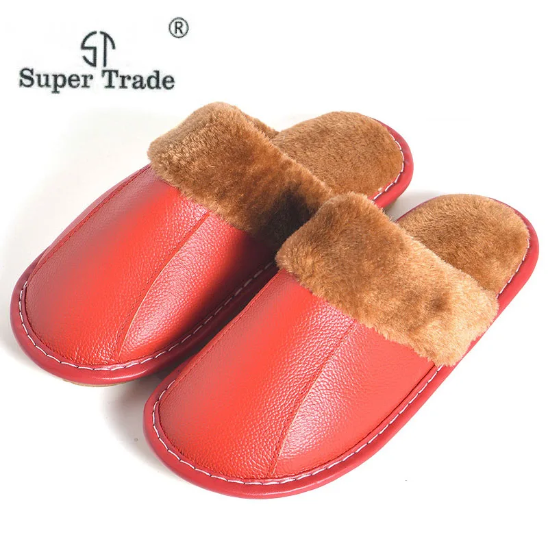 Зимние Хлопковые женские тапочки домашняя обувь для пар теплые из натуральной