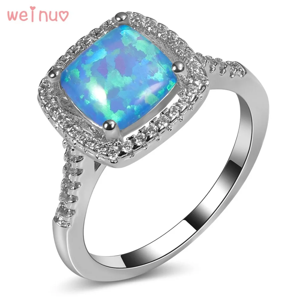 Кольцо из серебра 925 пробы с белым кристаллом и голубым опалом|ring size|ring size 5crystal ring |