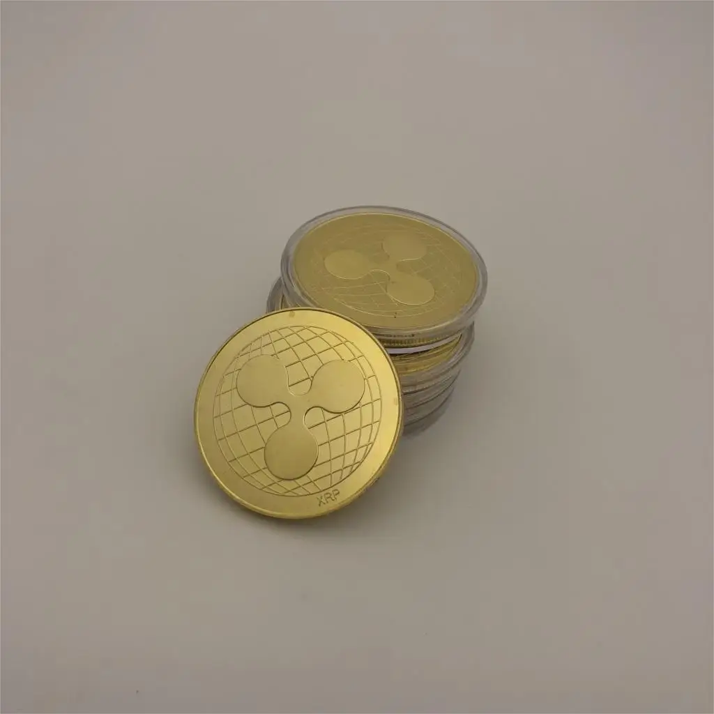 Cryptocurrency Ripple Coin bitcoin Commemorative Round XRP Ripple Crypto Currency Plated Coin Collectible Art Collection Mar20 - Цвет: gold