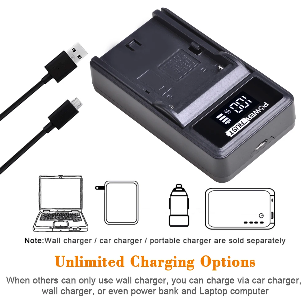 PowerTrust 2600 мА/ч NP F550 F330 F530 F570 Батарея + usb портами и светодиодным индикатором