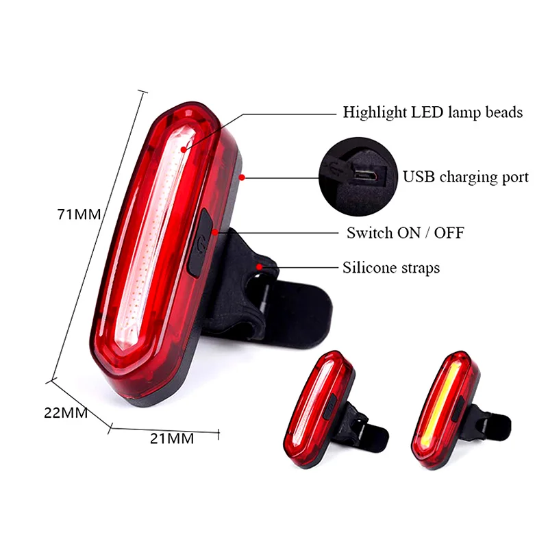 USB Перезаряжаемый велосипедный задний фонарь Предупреждение Велоспорт
