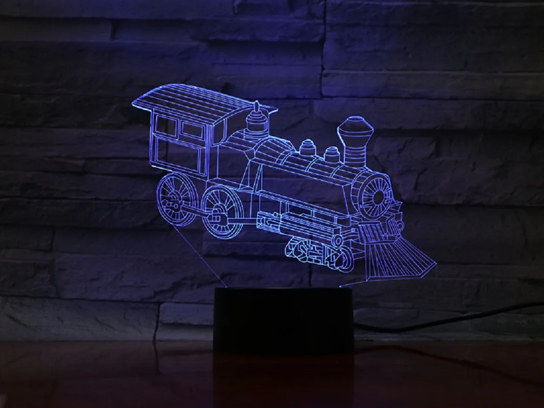 Поезд Локомотив 3D лампа Иллюзия ночник Автомобильный светодиодный фонарь многоцветный вспышка праздничный реквизит Luminaria Lava Lampara детская спальня