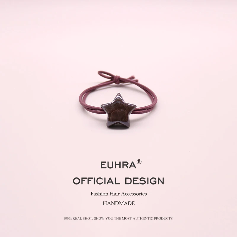 Deep Pink 5 цветов популярные двойные эластичные резинки для волос акриловые Пять звезд для женщин и девочек Детская повязка для волос аксессуары для волос Halka Kupe - Цвет: Deep Pink
