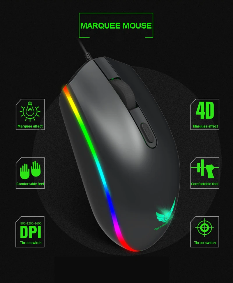 USB оптическая мышь 1600 точек/дюйм игровая мышь RGB оптическая геймерская мышь для ПК настольный ноутбук планшет компьютерная мышь Прямая поставка