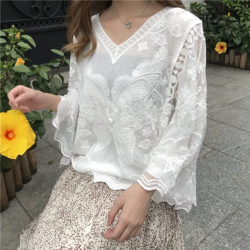 полупрозрачные женские топы одежда для защиты от солнца Женские блузки с