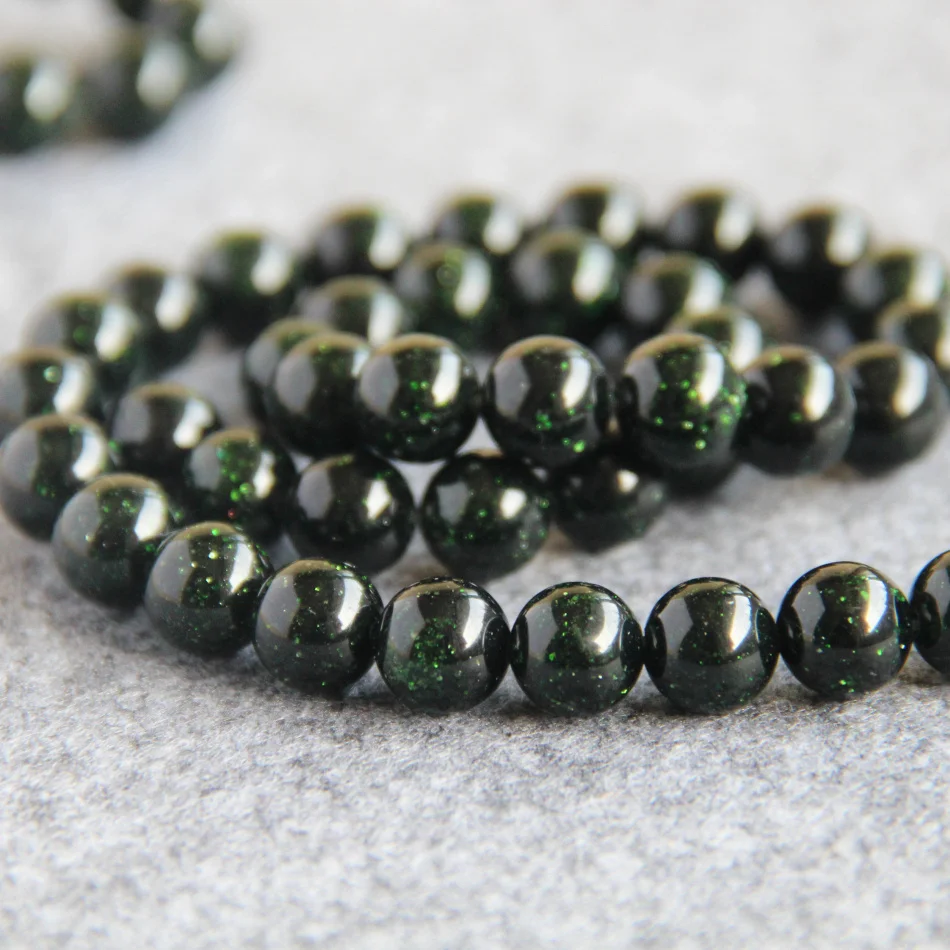 

10mm Green Gold Sand Stone Beads chalcedony Round DIY15inch 2pc/lot Jewelry making design wholesale
