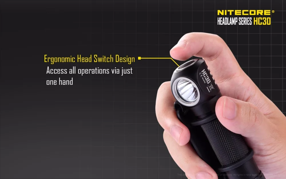 Налобный фонарь NITECORE HC30 CREE XM-L2 U2 max 1000LM с аккумулятором 18650 3500 мАч, новое зарядное устройство I2