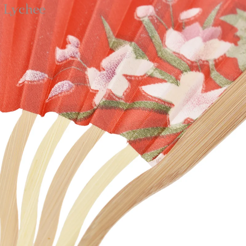 Lychee Life 1 шт. винтажный цветочный узор ручной вентилятор вечерние складной ручной вентилятор тканевый Карманный складной веер вечерние подарок на свадьбу