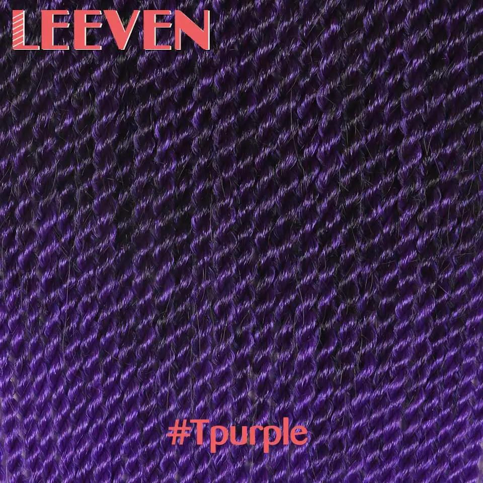 T1B/фиолетовый Leeven 10, 14, 18, 22 дюйма, 30 прядей, Сенегальские, крученые, вязанные крючком волосы, синтетические плетеные волосы для наращивания, высокотемпературное волокно, 1 шт - Цвет: T1B/фиолетовый