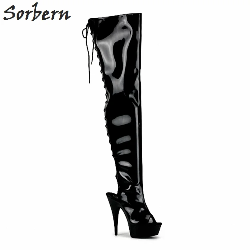 Женские блестящие Сапоги выше колена на высоком каблуке 15 см 5 см|pole dancing boots|women shoes