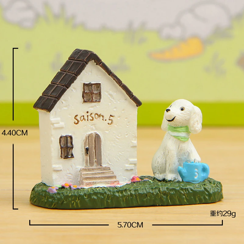 Фото Японские игрушки, домик для щенков Zakka, модель домика для собак Kawai 5,7 см, украшения для сада, Декор, детская игрушка, домашний декор №2