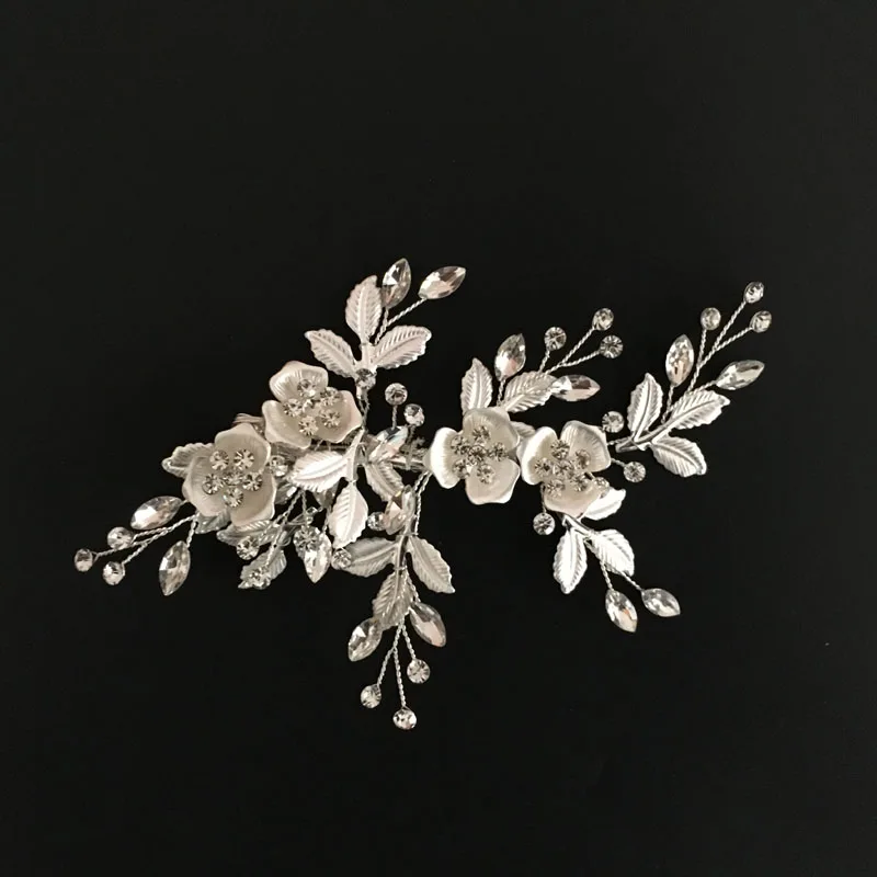 Свадебная заколка для волос SLBRIDAL из сплава цвета розового золота с австрийскими