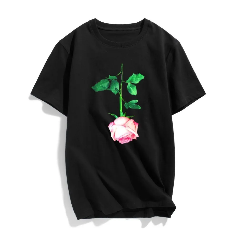 2020 модная футболка с коротким рукавом рисунком розы в стиле Харадзюку топ