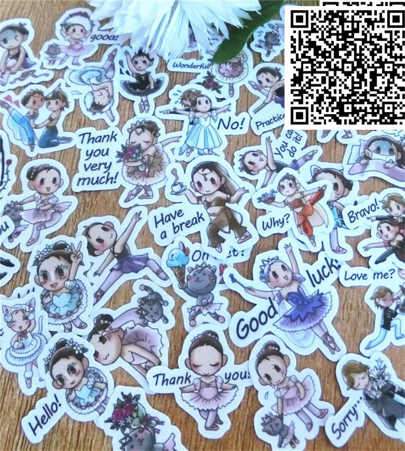 39 pcs Dancing girl Stickers for Notebook Planner Cute Cartoon Decorative Style toy Sticker Scrapbooking For Laptop Children | Дом и сад