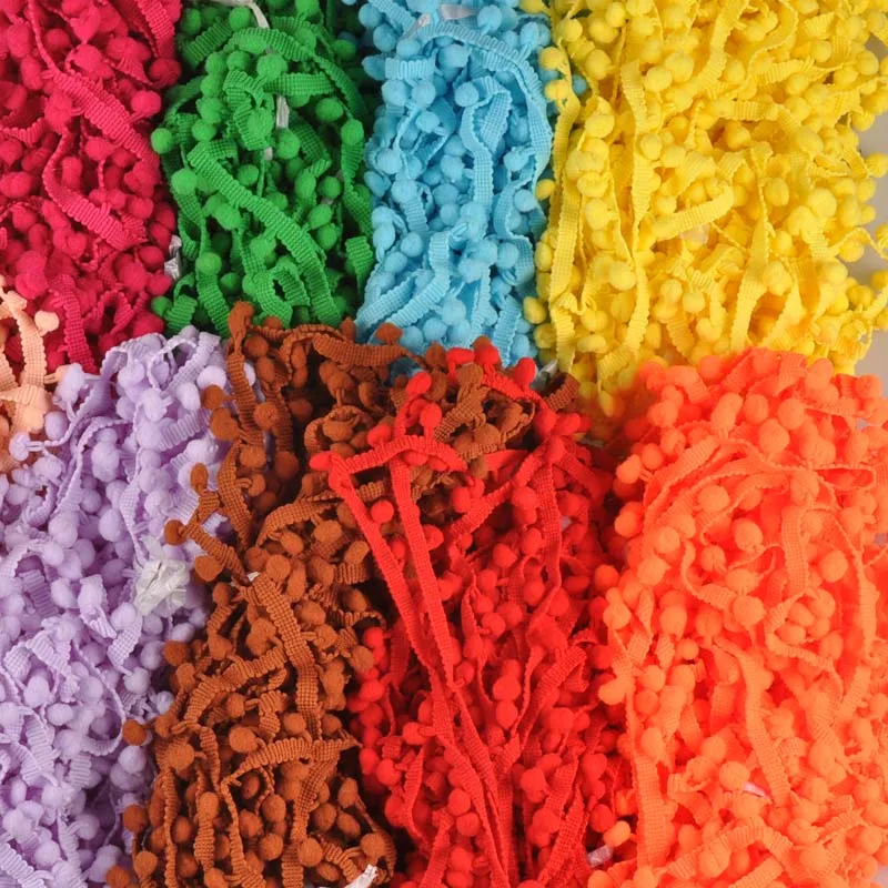 5 Yard/lot 8mm Pompon Ball Trims Ribbon Lace Farbic For DIY Sewing Accessory Handmade Crafts Wedding Decoration 12 Colors C2009 | Дом и сад