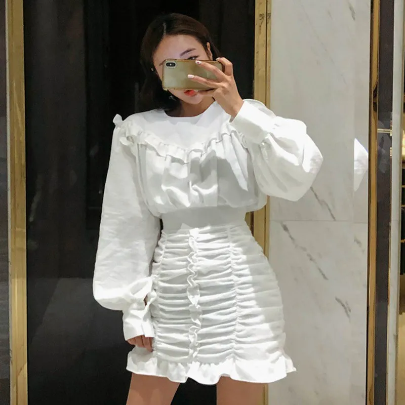 Новая женская посылка платья в стиле хип хоп с круглым вырезом длинным рукавом