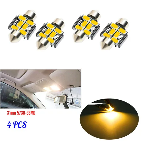 Keyecu Festoon 31-41 мм теплый белый Чрезвычайно Яркий 6SMD-5730 DE3175 DE3022 светодиодный лампы для салона автомобиля купольные огни 10-30 в - Испускаемый цвет: 4 PCS 31mm