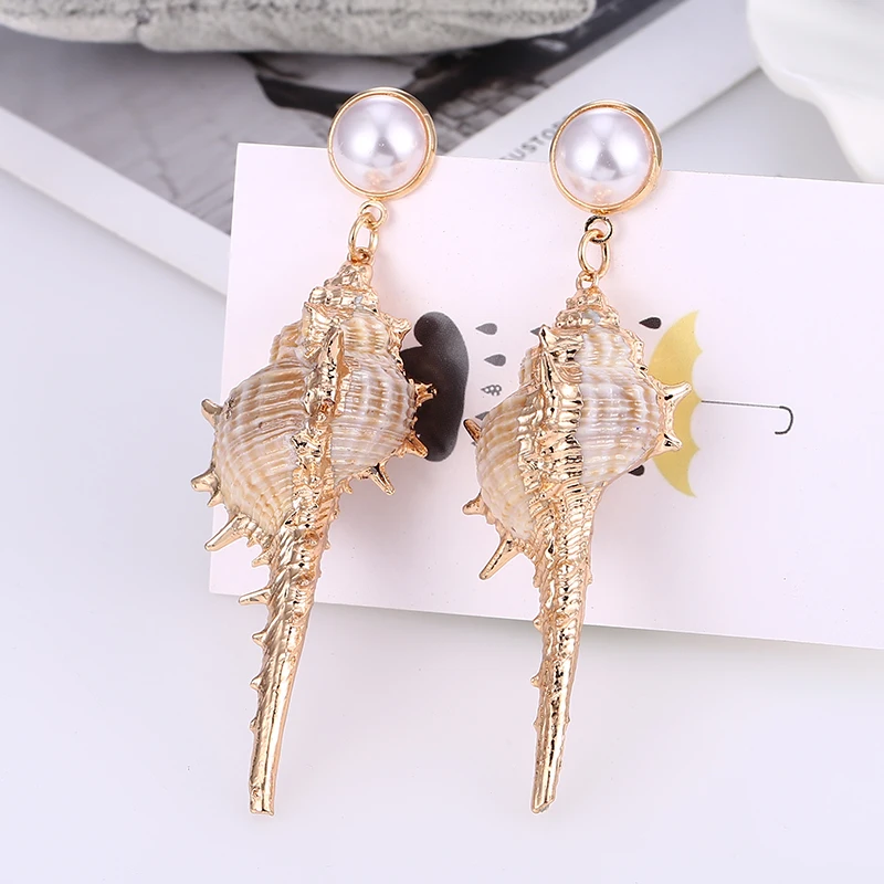 Женские серьги-капли из ракушек Sea Conch новые серьги-подвески в виде большого круга