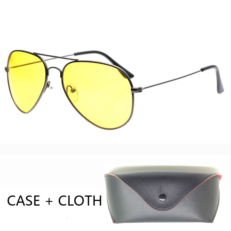 

Pilot Night Vision Sunglasses Men Women Goggles Glasses UV400 Alloy Sun Glasses for women men Driver Night Driving with case
