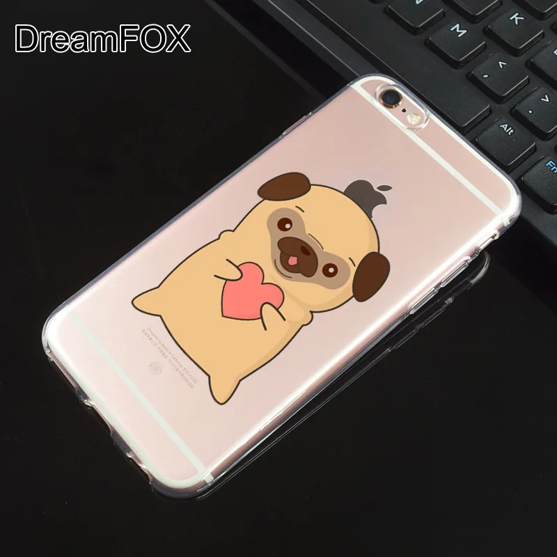 M442 Милый Мягкий ТПУ силиконовый чехол с Мопсом для Apple iPhone 11 Pro XR XS Max 8X7 6 6S Plus 5 5S SE 5C 4