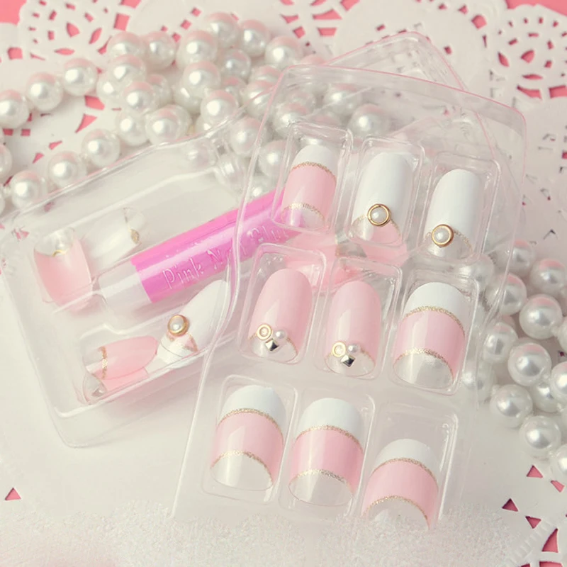 3D Украшенные Новое поступление свет Цвет Ложные Типсы Короткие Поддельные