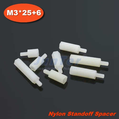 

500pcs/lot Nylon Standoff Spacer M3 Male x M3 Female -25mm