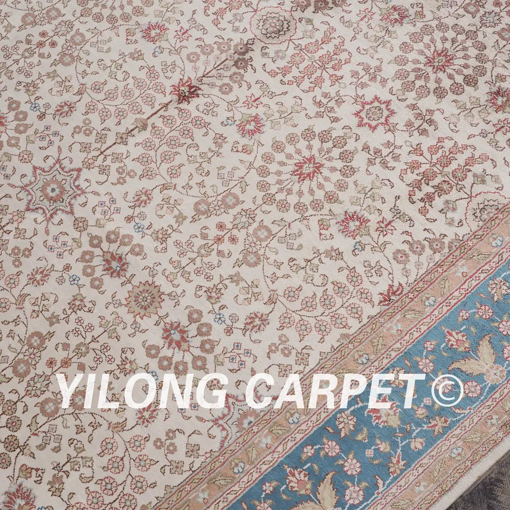 YILONG 5'x8' lake blue and beige handmade handknotted turkey oriental afghan silk rugs (LH39B5x8) | Дом и сад