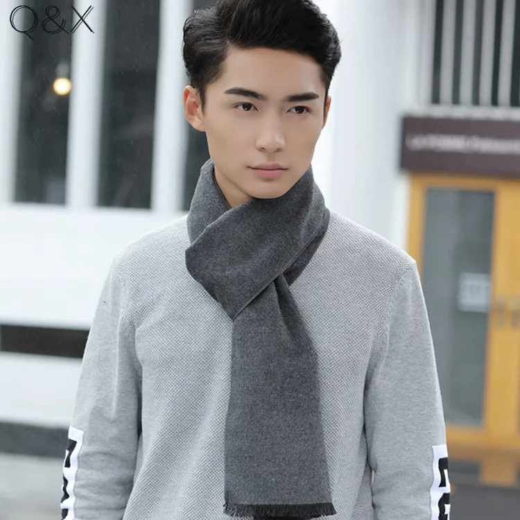 

2018 Velour Warm Winter Designer Fashion Solid Red Men Thick Shawl Long Black Grey Male Ring Business Scarf