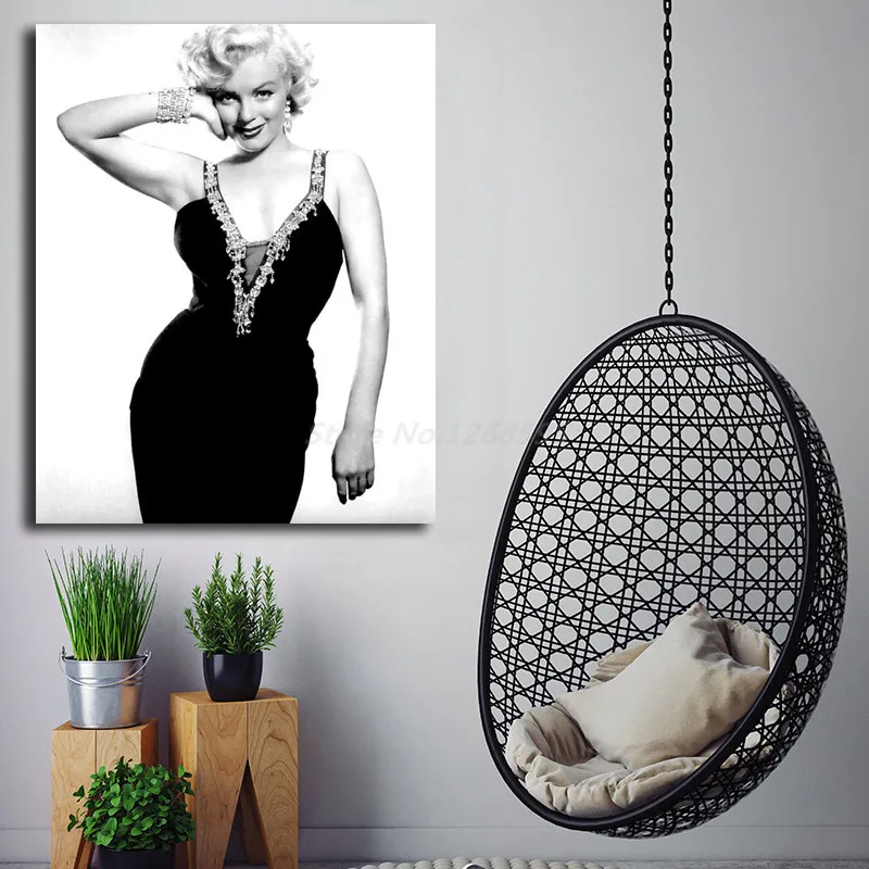 Плакаты Marilyns Monroes на холсте с черным платьем художественная картина стену